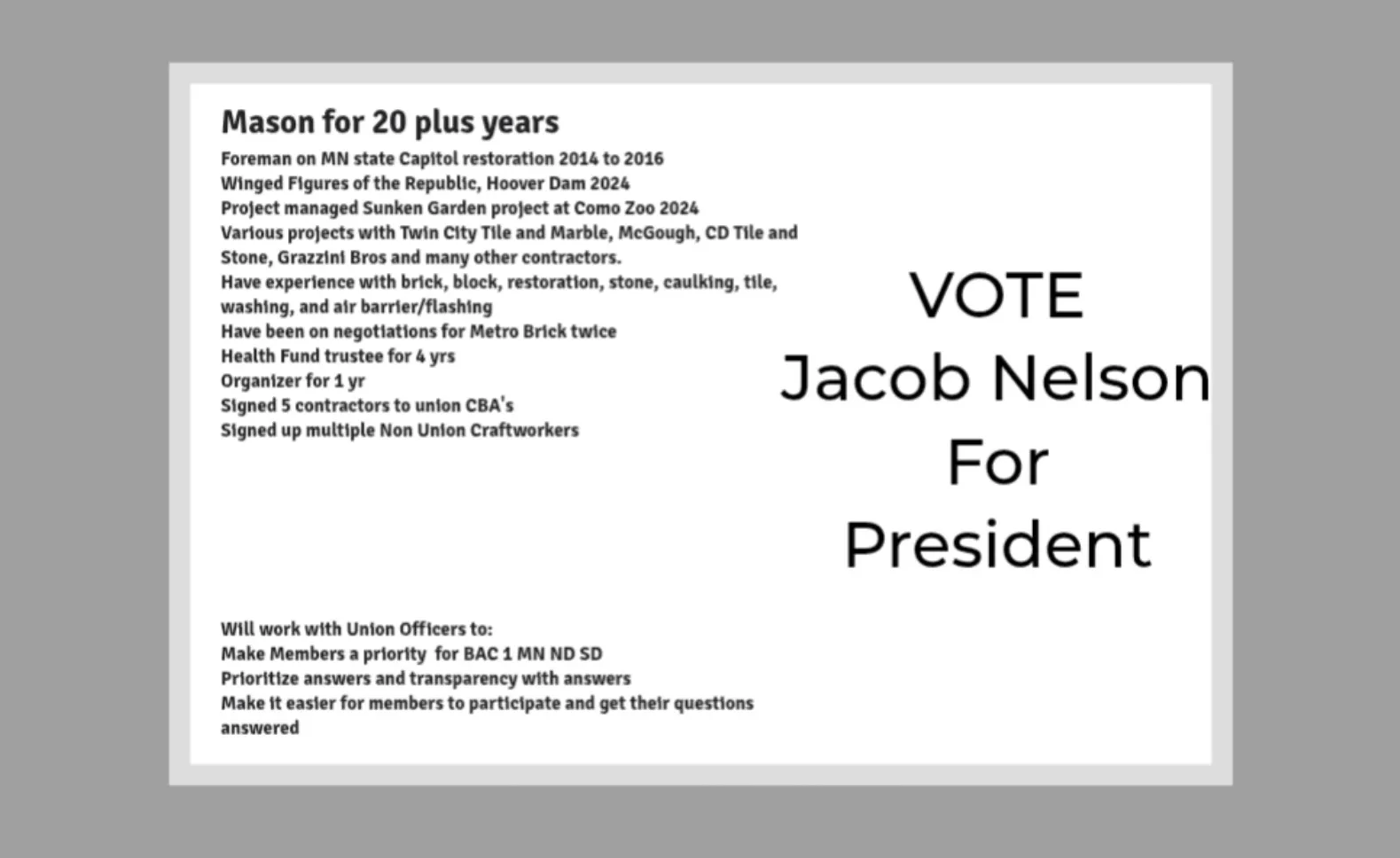 Jake Nelson Election Postcard