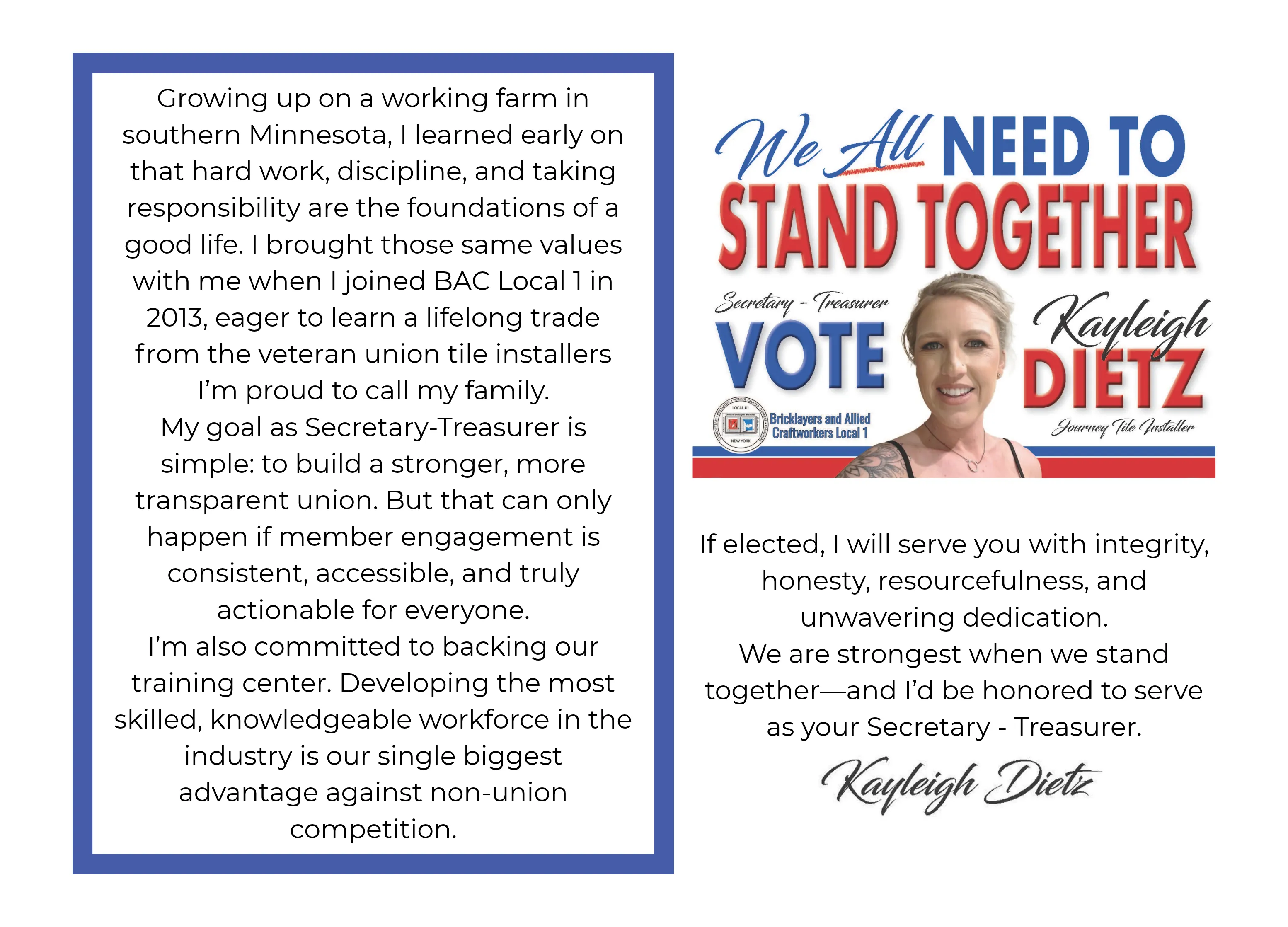 Kayleigh Dietz Election Postcard